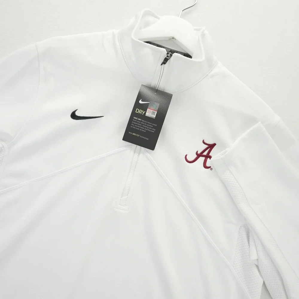 Nike Alabama Crimson Tide Dri-FIT 1/4 Zip Training Pullover White Mens Medium